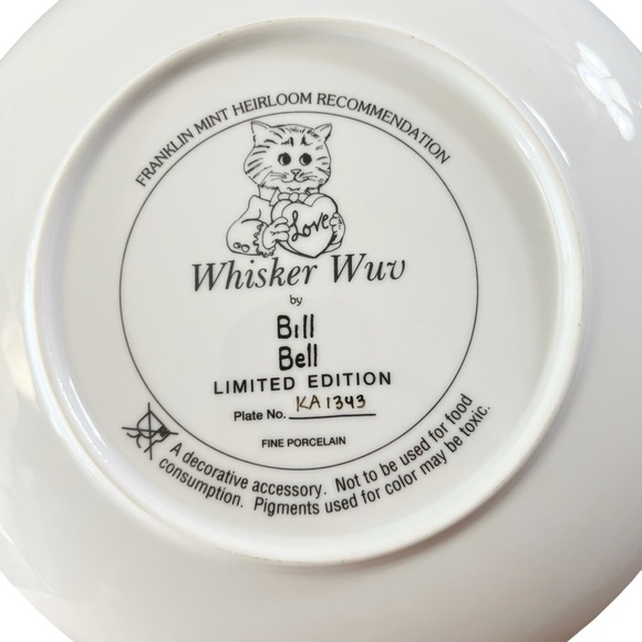 Franklin Mint Heirloom Bill Bell Whisker Wuv Collector Plate - Picture 8 of 10